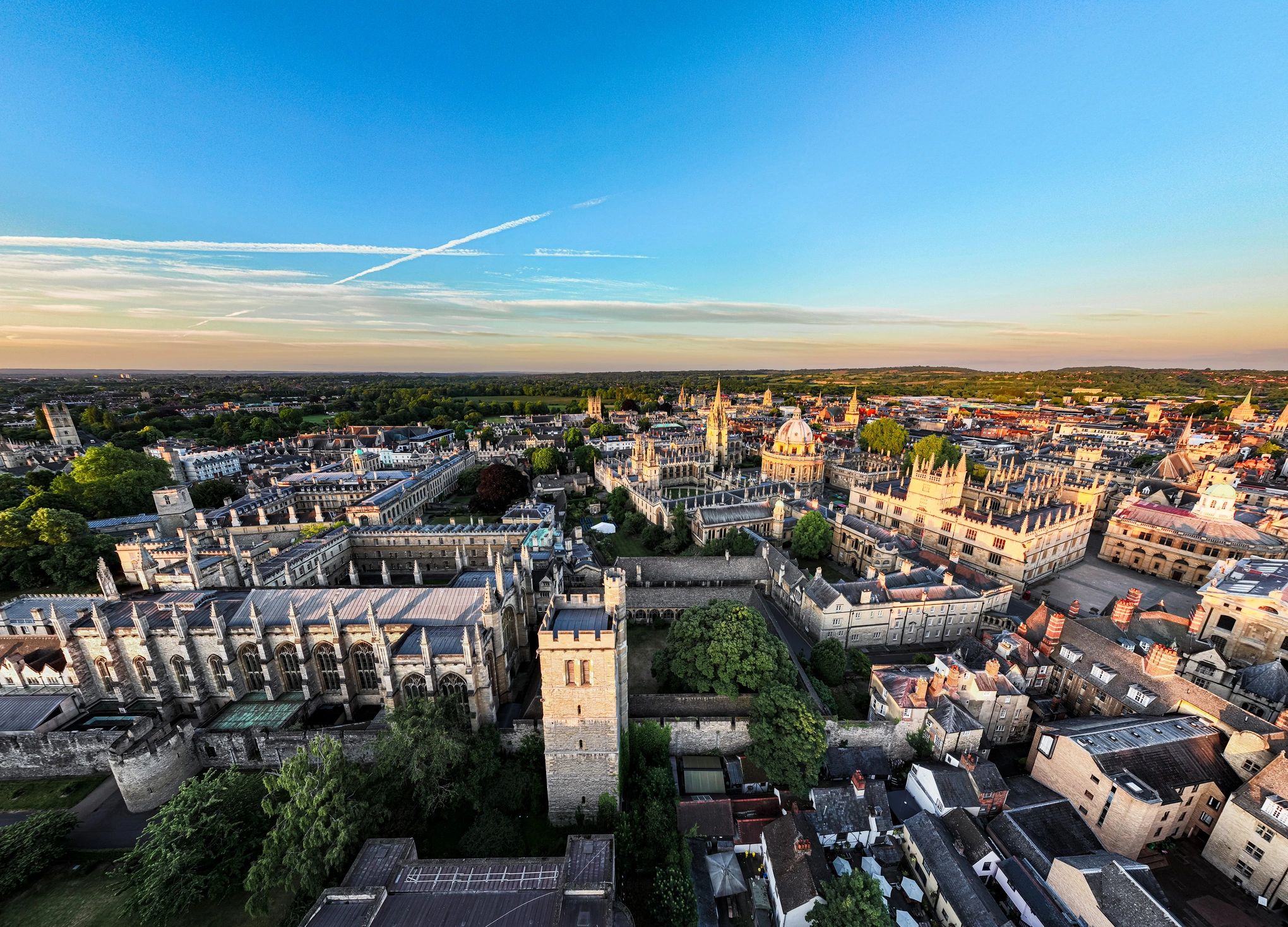 Historic Oxford architecture from above
