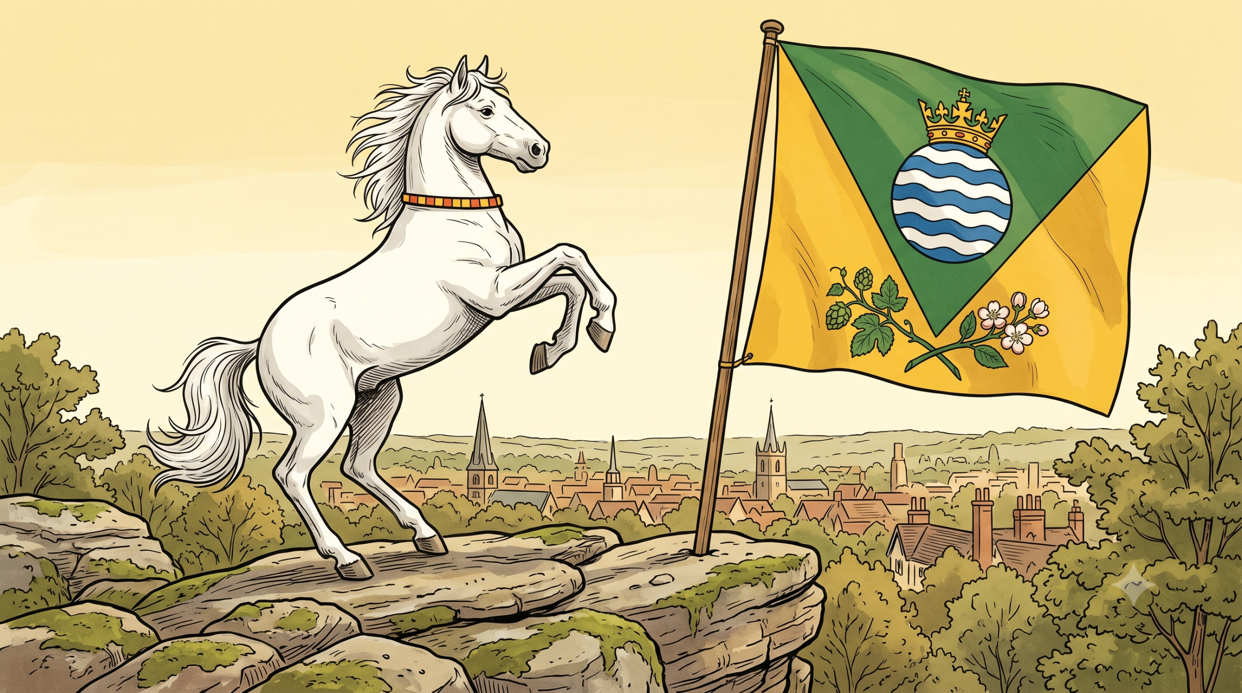 The Horse That Had to Share: Kent’s White Stallion in Tunbridge Wells 🐎